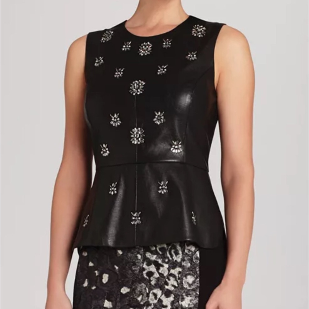 BCBG MAXAZRIA Black Embellished Sleeveless Top